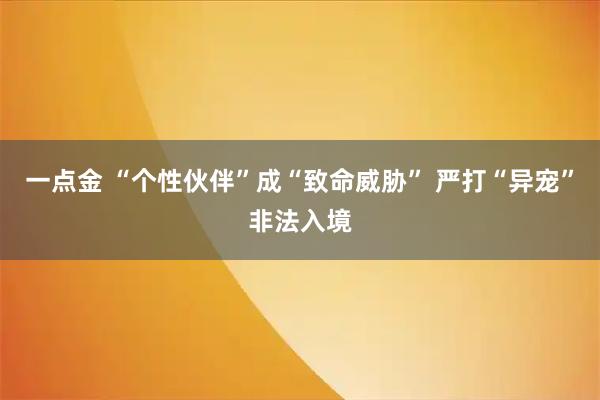 一点金 “个性伙伴”成“致命威胁” 严打“异宠”非法入境